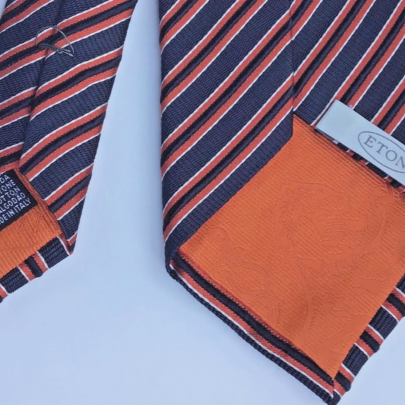 ETON dark blue & red striped Silk Tie.Made in Italy 🇮🇹 - Picture 6 of 6